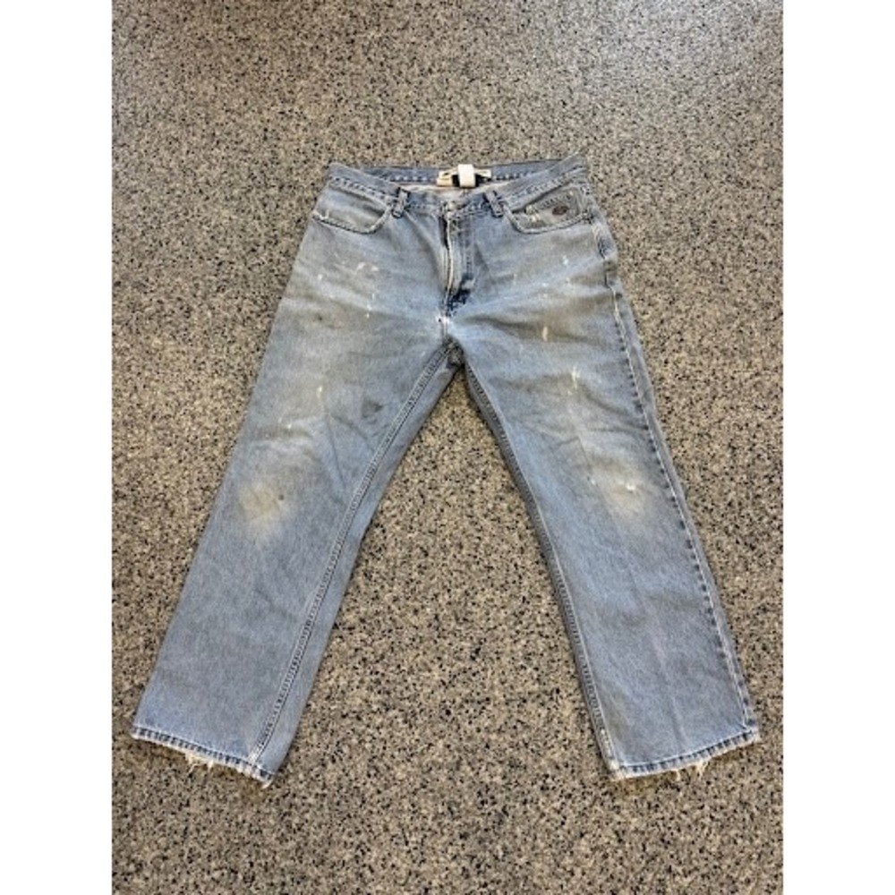 Harley-Davidson Vintage Mens Distressed Light Wash Jeans 36x30 Straight Denim